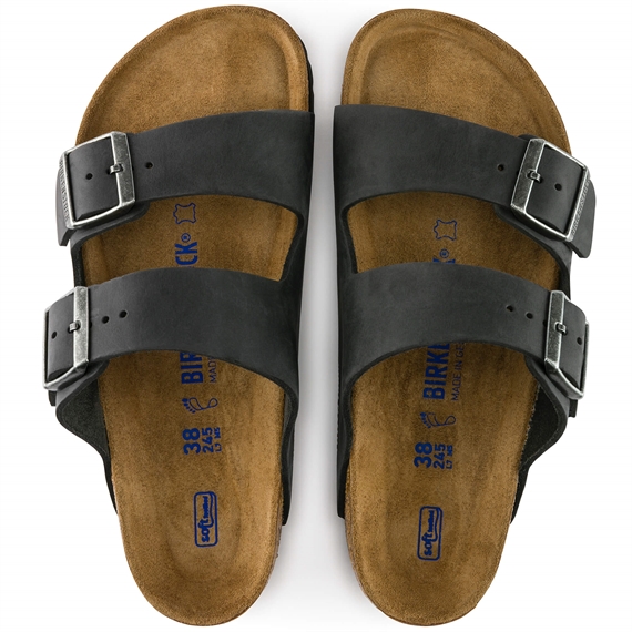 Birkenstock Arizona Oiled Leather Sandaler, Sort